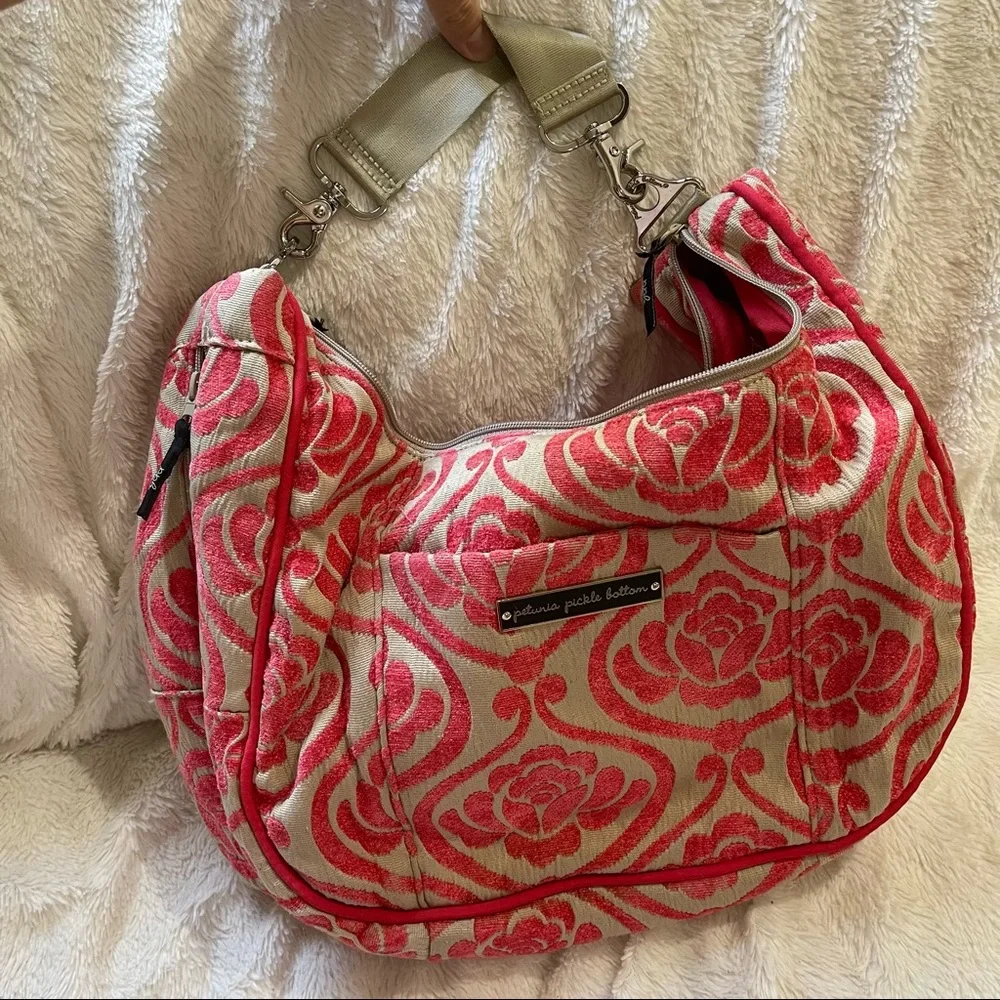 Petunia Pickle Bottom Touring Tote Red/Camel Blend Diaper Bag.